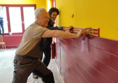 The temple’s interior is being renovated through the joint efforts of volunteers