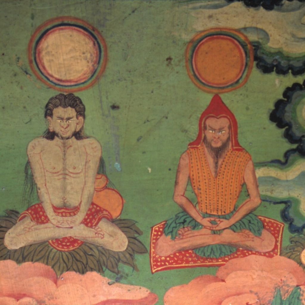 Yoga murals—wall paintings depicting two yogis engaged in advanced Kalachakra meditation practice.